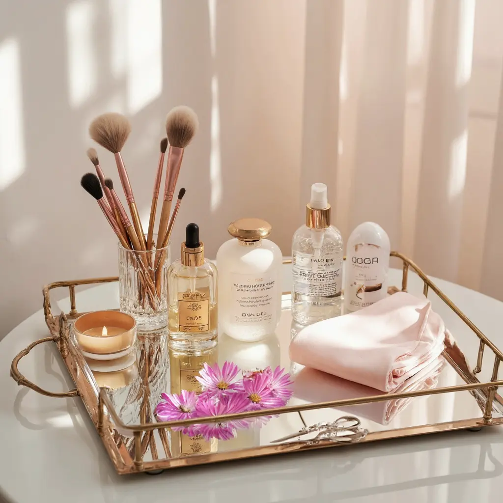 cosmetics cosmetics on tray